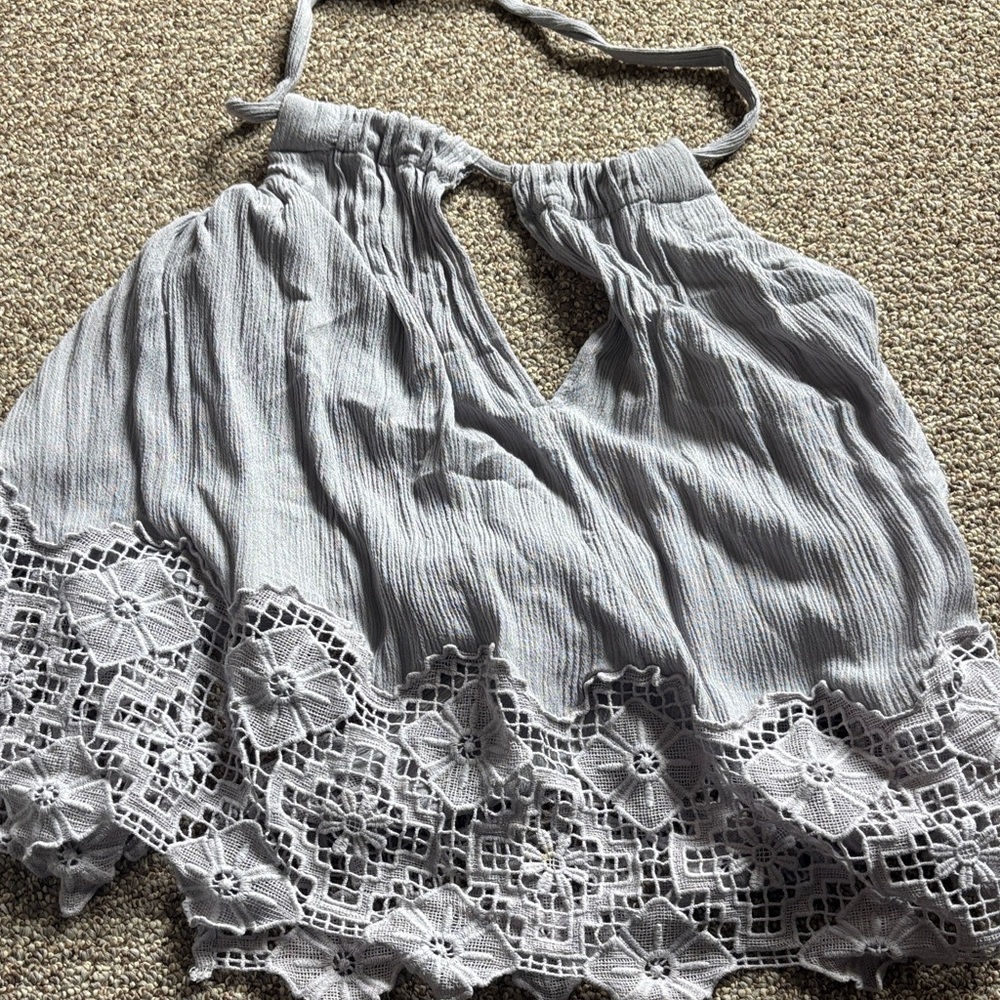 Free People Light Lavender Lace Halter Top